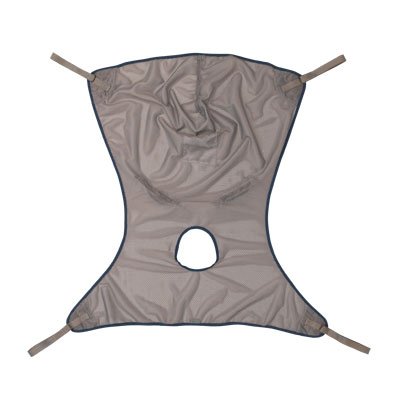 Comfort Net Sling With Commode, Gray With Navy Binding - Small