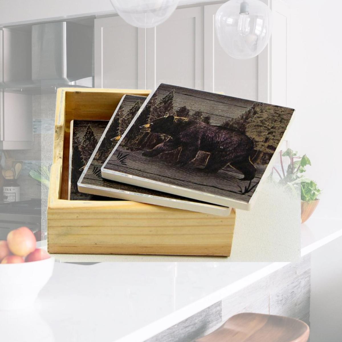 Picture of IWGAC 0126-60019 Bear Square Coaster Set