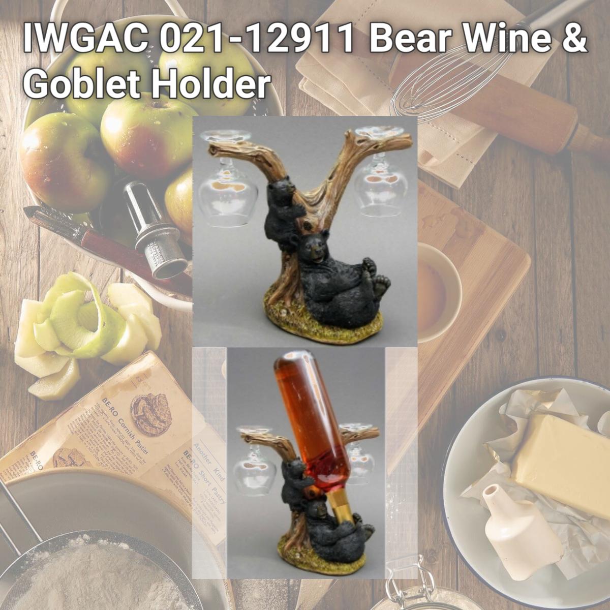 Picture of IWGAC 021-12911 Bear Wine & Goblet Holder