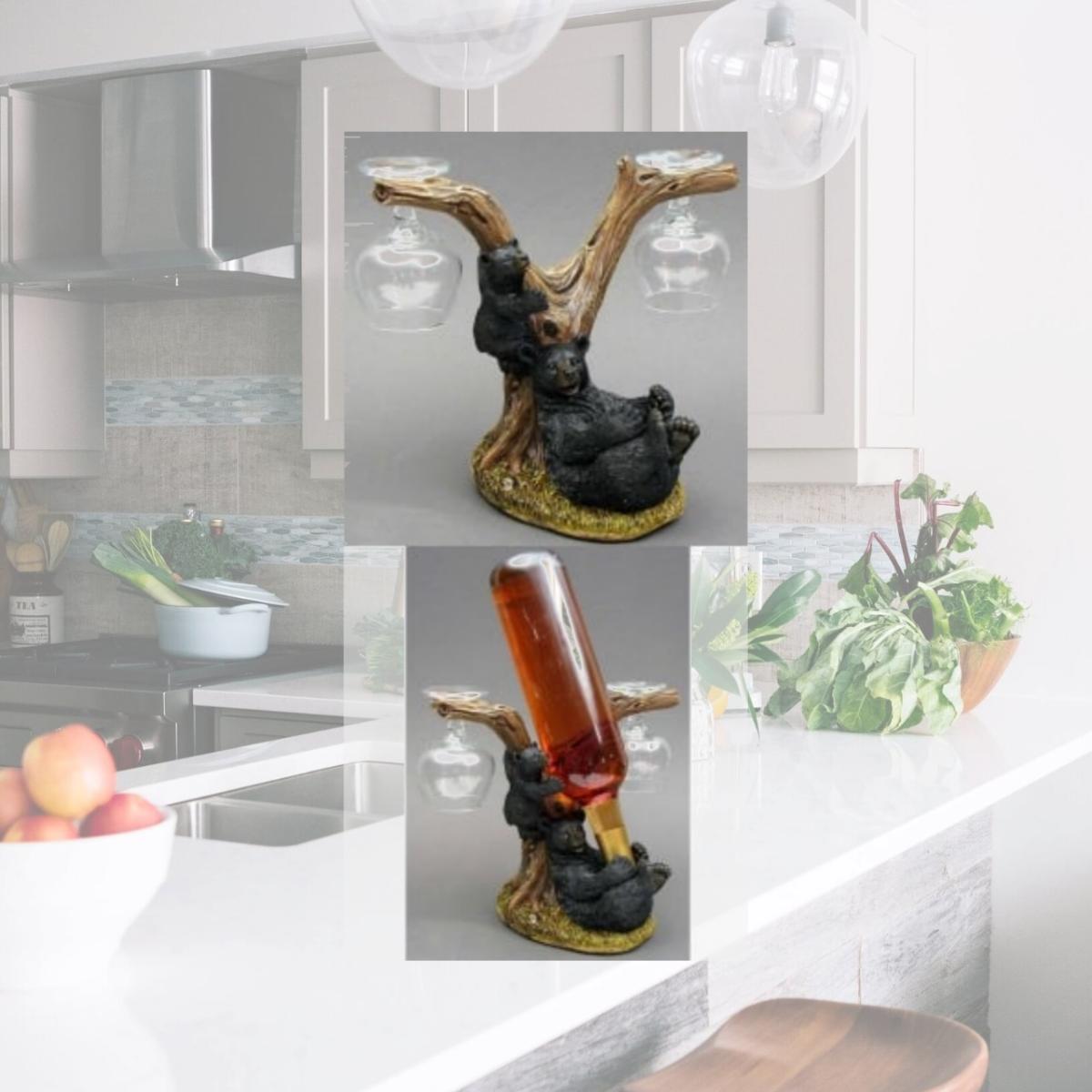 Picture of IWGAC 021-12911 Bear Wine & Goblet Holder