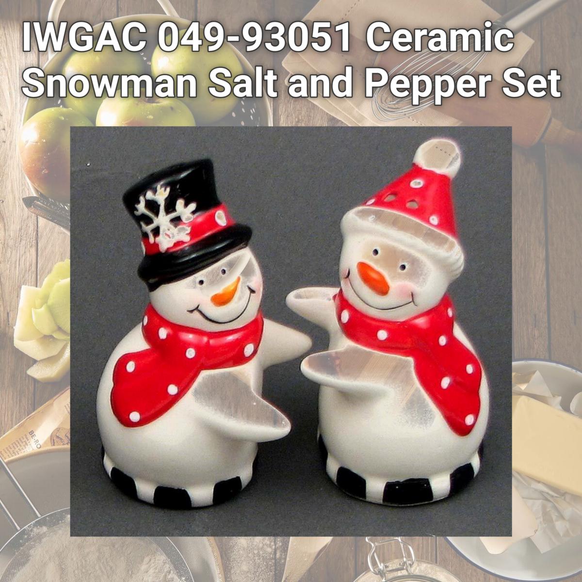 Picture of IWGAC 049-93051 Ceramic Snowman Salt and Pepper Set