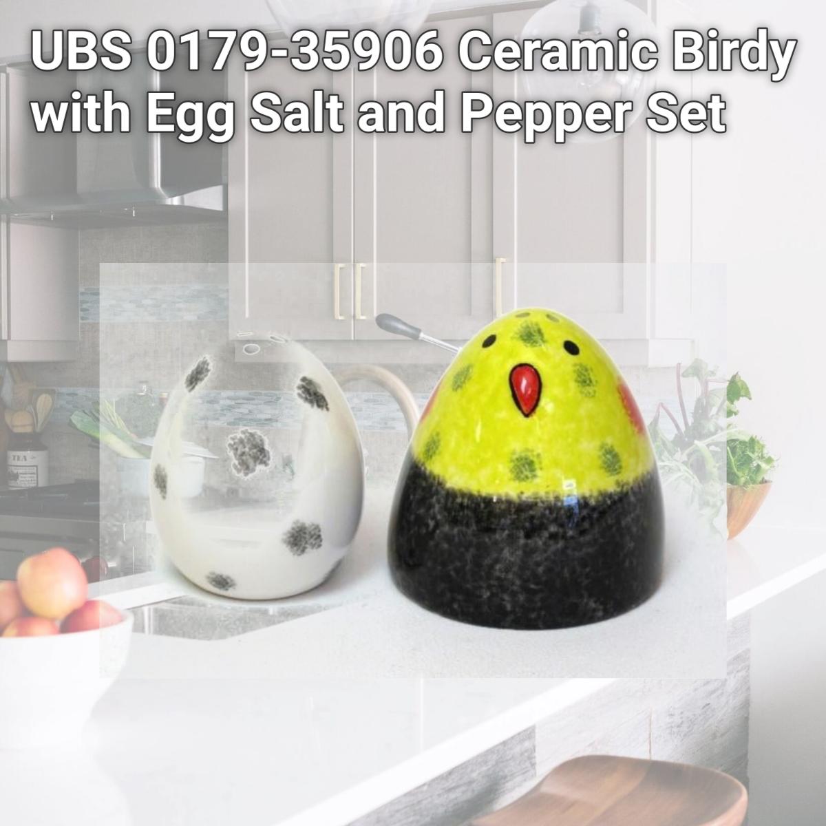 Picture of UBS 0179-35906 Ceramic Birdy with Egg Salt and Pepper Set