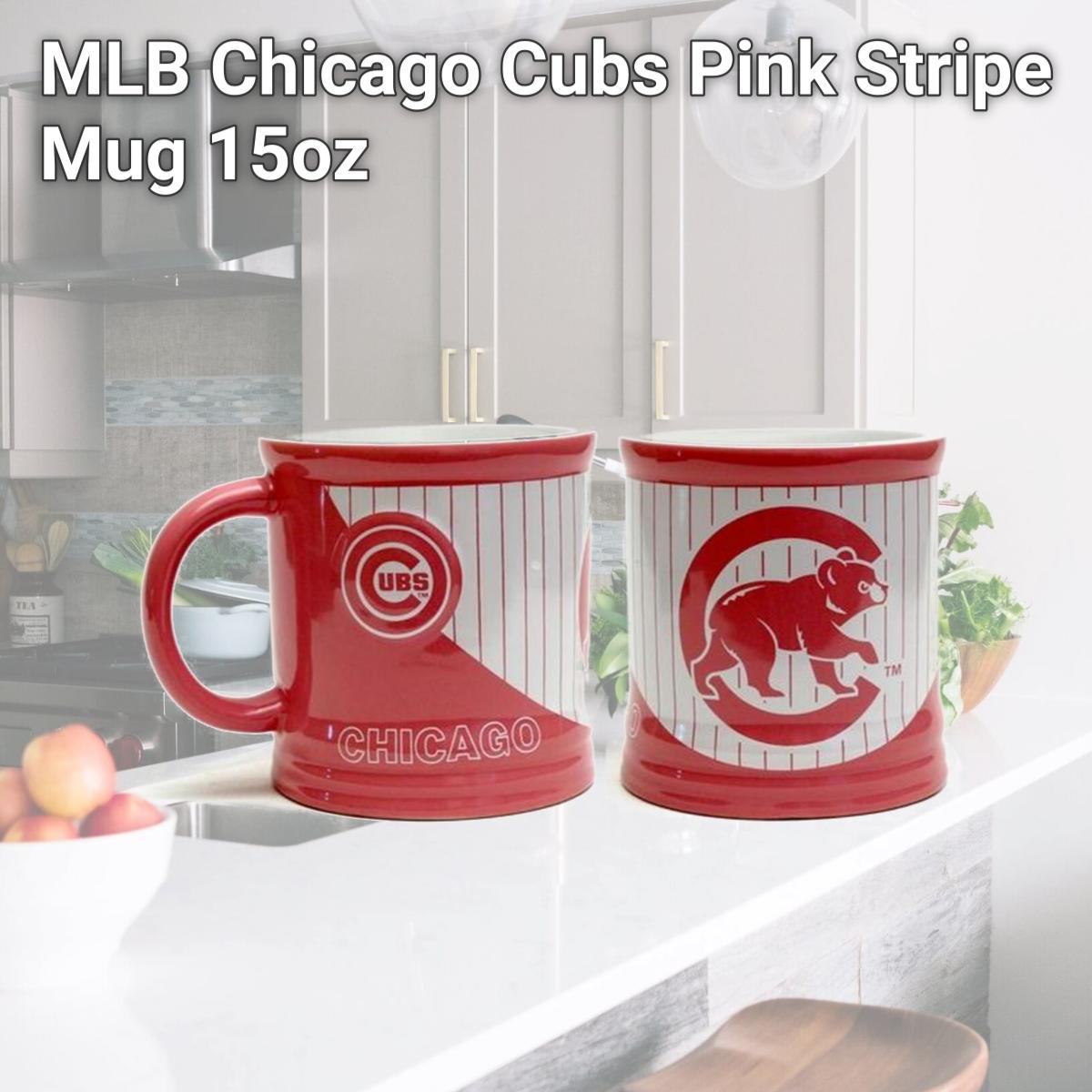 Picture of MLB Chicago Cubs Pink Stripe Mug 15oz