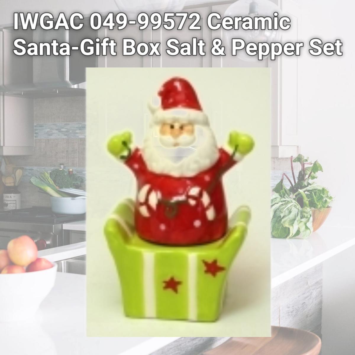 Picture of IWGAC 049-99572 Ceramic Santa-Gift Box Salt & Pepper Set