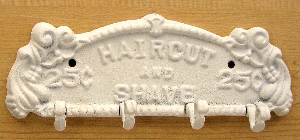 0170s-01614w Haircut & Shave Wall Hook, White