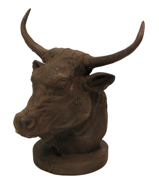 0170j-04658 Cast Iron Rust Bull Bust - Brown