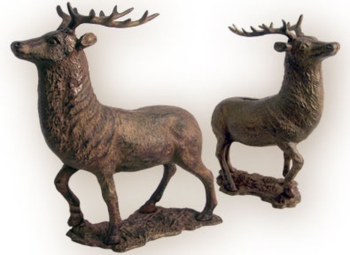 0170j-04632 Cast Iorn Huge Elk Deer - Brown