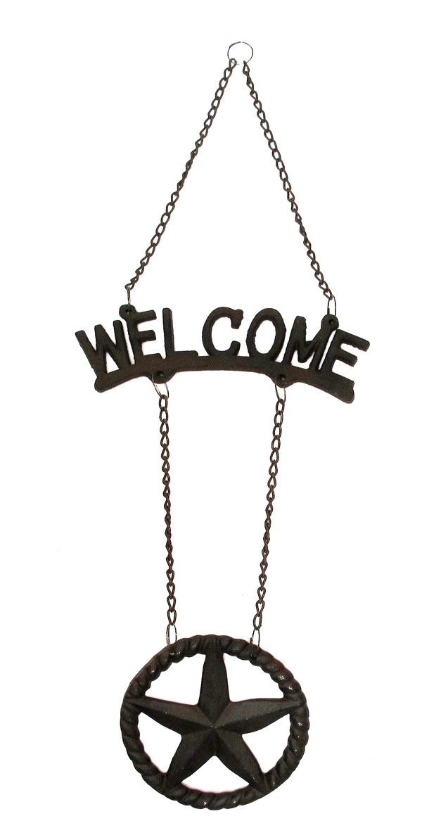 0170j-08434 Cast Iron Welcome Star Sign - Black