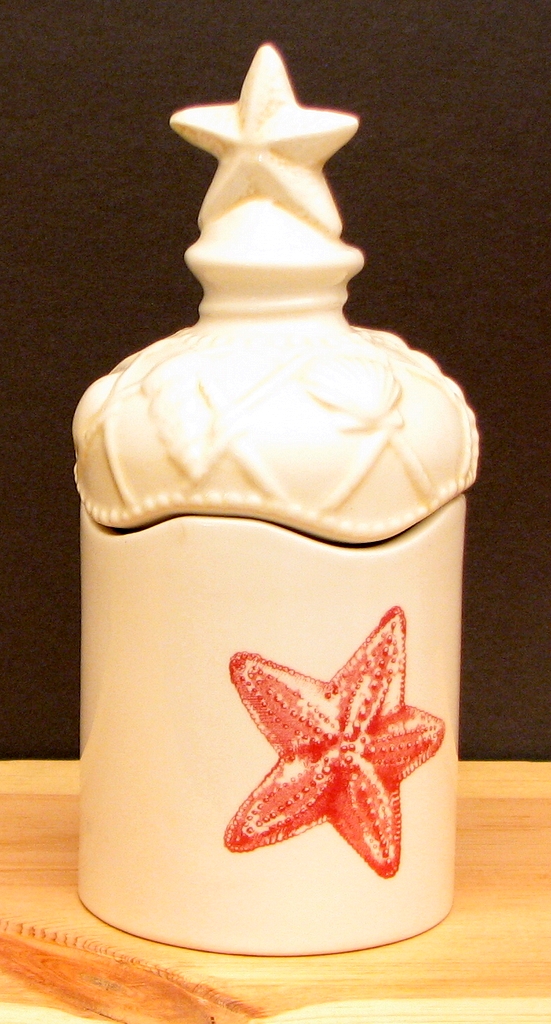 049-15428 Nautical Ceramic Jar With Seashells