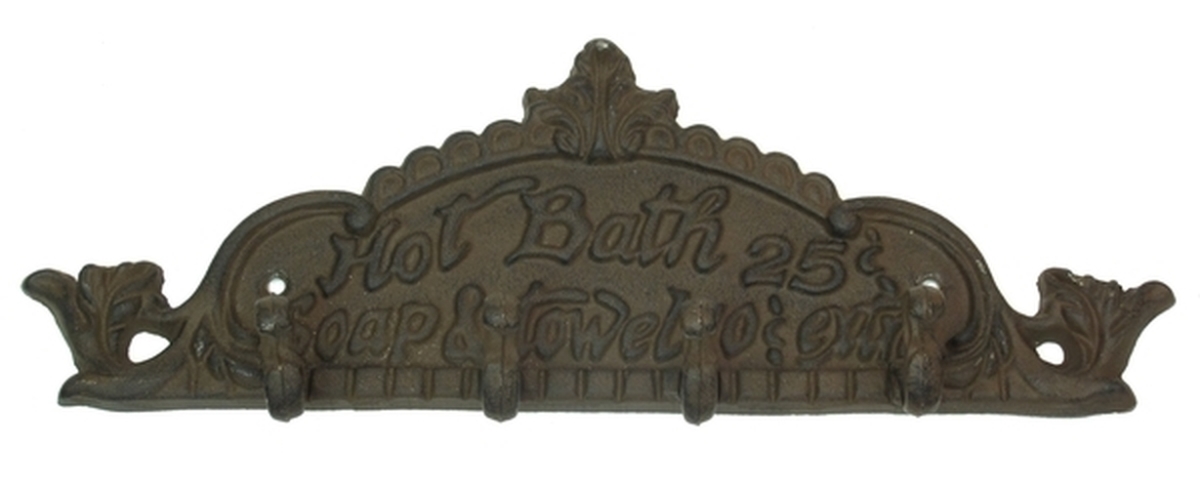 0170j-01615 Cast Iron Wall Hook - Hot Bath 25 Cents