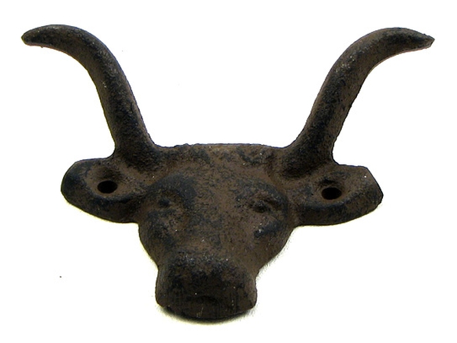 0170k-10201 Cast Iron Bull W Horns Drawer Pull, Set Of 12