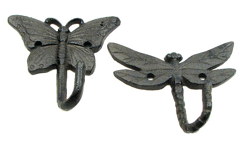 0184j-0375 Butterfly & Dragonfly Hook, Set Of 2