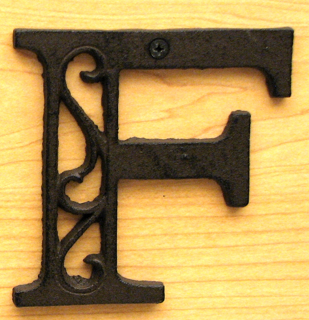 0184j-0557-f Cast Iron Alphabet Letter F