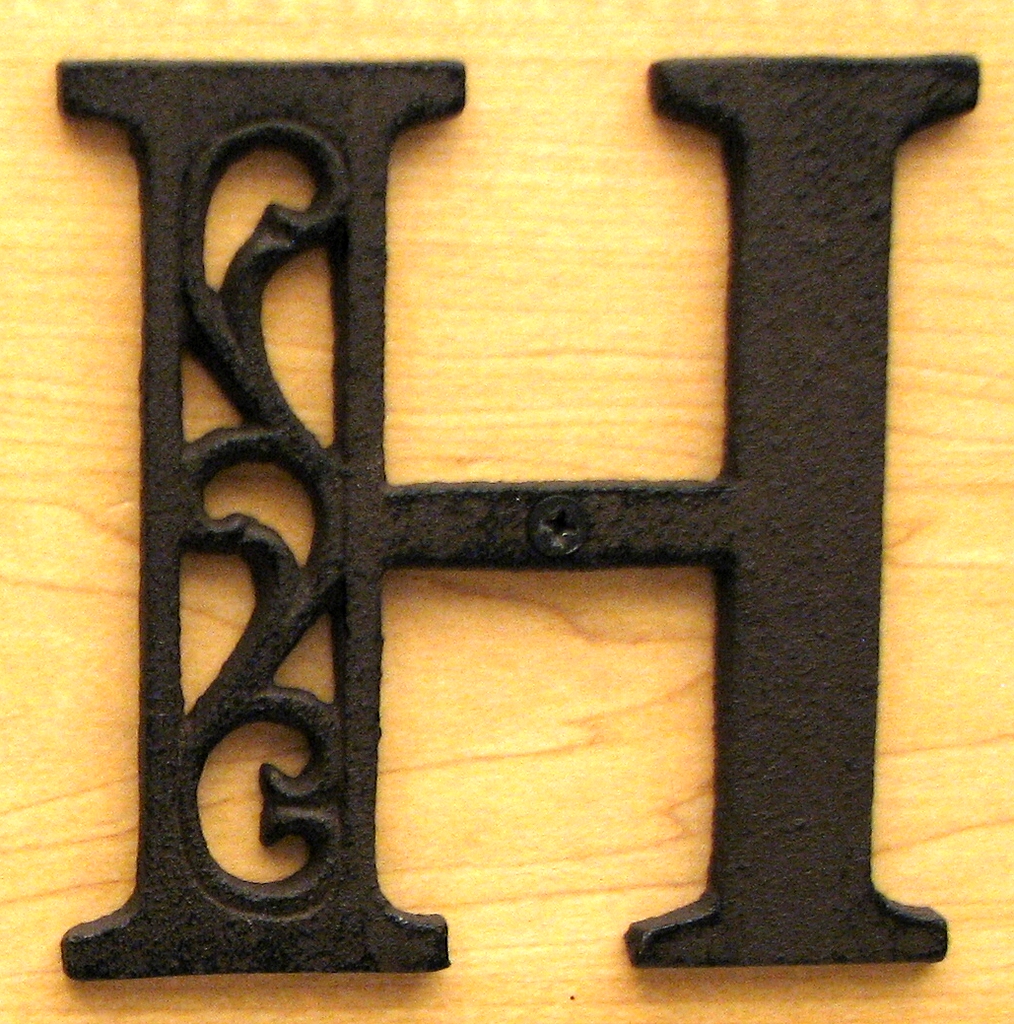 0184j-0557-h Cast Iron Alphabet Letter H
