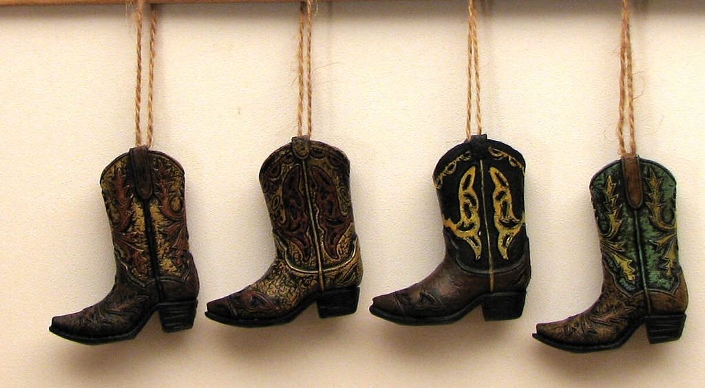 021-13528 Cowboy Boot Ornaments, Set Of 4