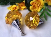0170j-ho14a Amber Solid Crystal Drawer Door Pull