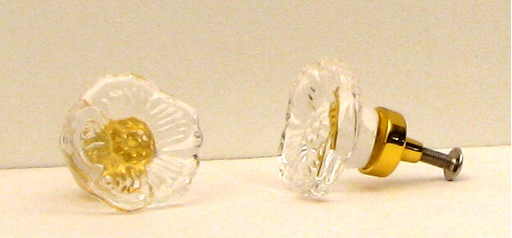 0170j-51538g Clear Rose Cut Crystal Cupboard Knob - Gold