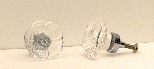 0170j-51538s Clear Rose Cut Crystal Cupboard Knob - Silver