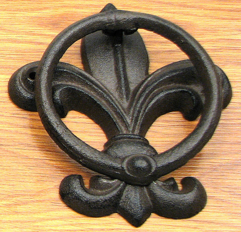 0184j-0060 Fleur De Lis Door Knocker, Antique Black