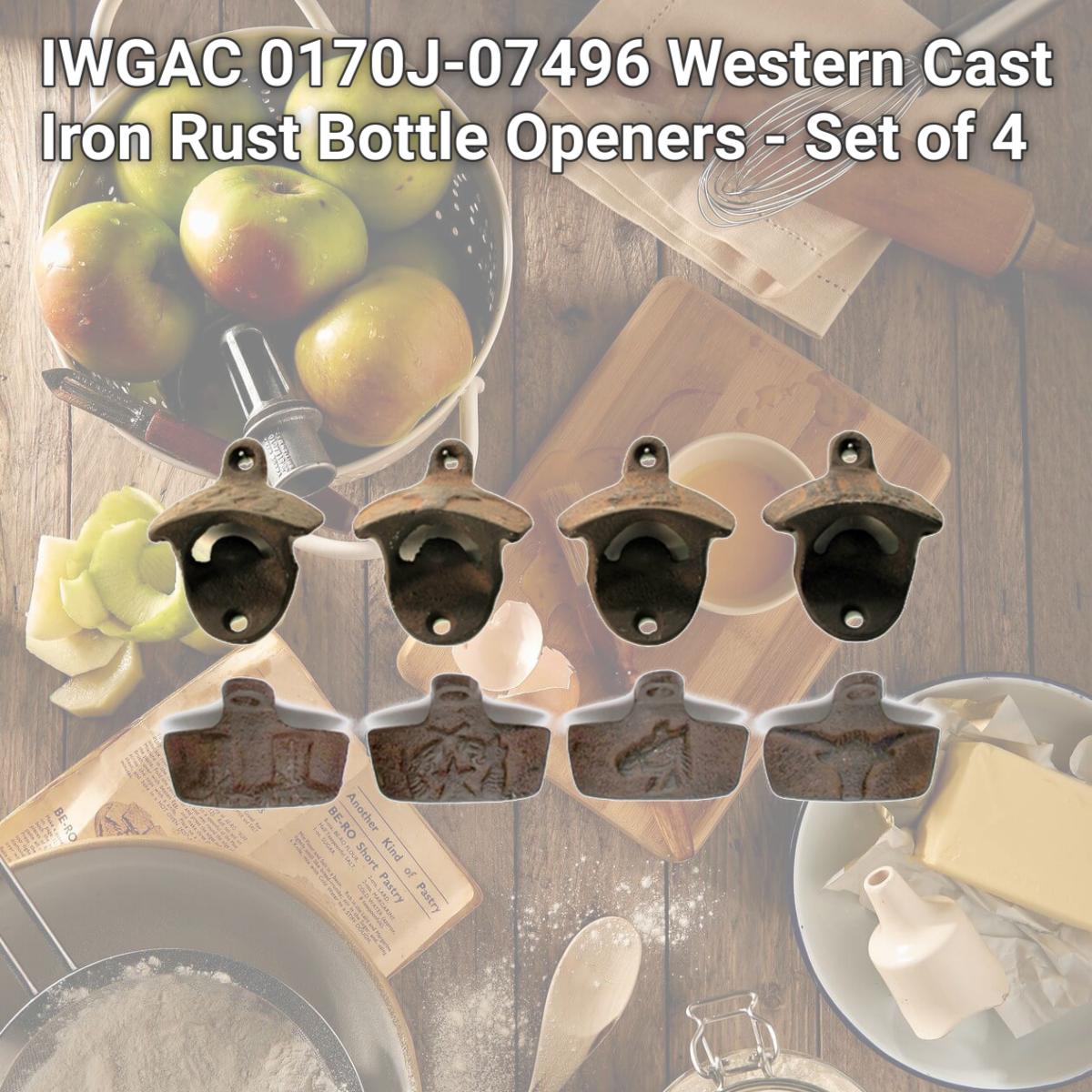 Picture of IWGAC 0170J-07496 Western Cast Iron Rust Bottle Openers - Set of 4