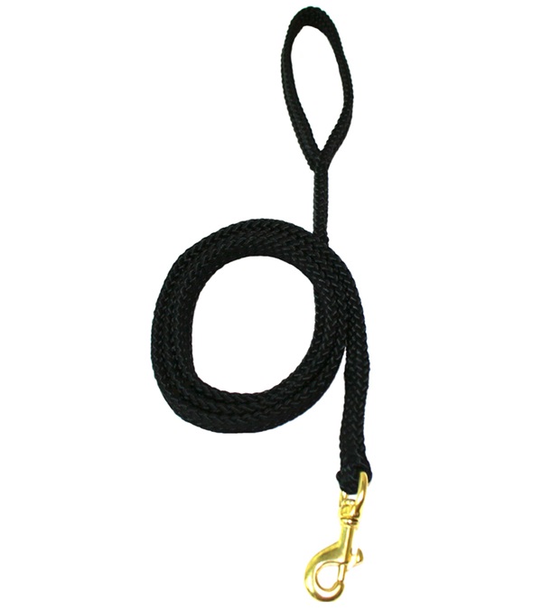 3644-bk Flat Braided Rope Lead With Snap, Black - 0.62 In.