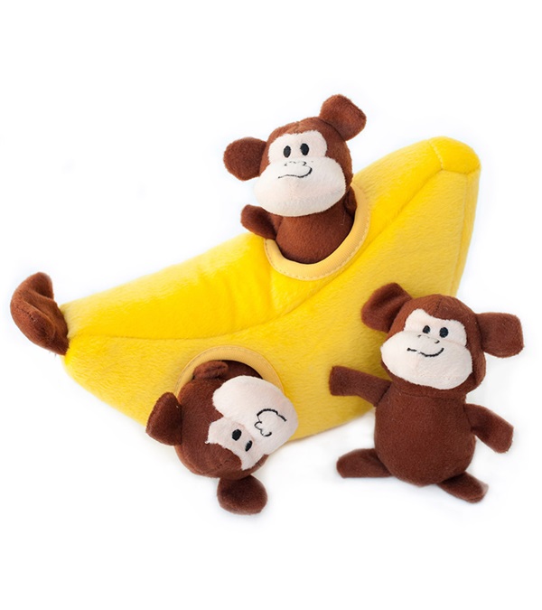 2708 Burrow Monkey & Banana Plush Dog Toy