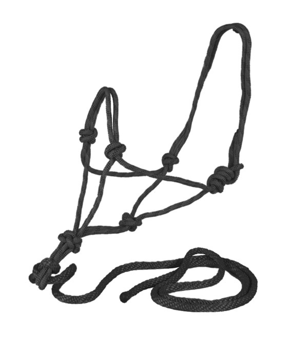 1085-bk Rope Halter With Rope Lead, Black