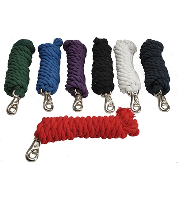 1289-bk Cotton Lead Rope With Bull Snap, Black