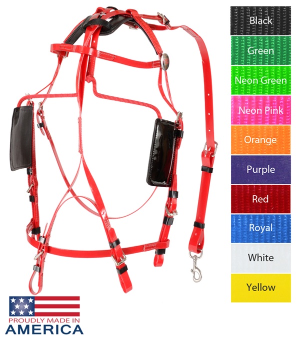 Fw2946p-re Pony Synthetic Blind Bridle - Red