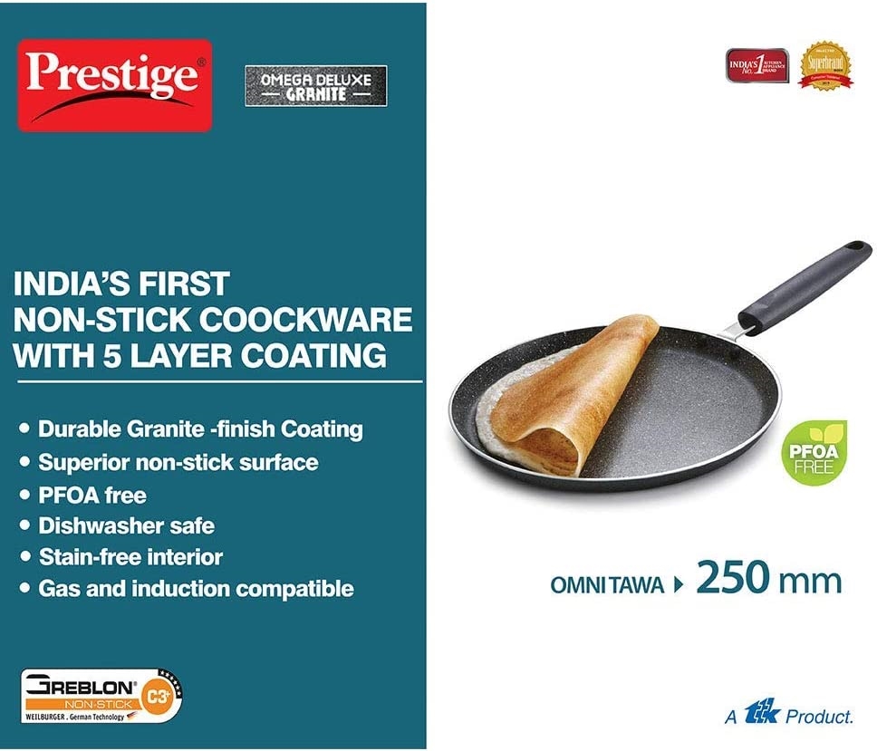 Picture of Prestige PRGK250 Prestige 250mm Omega Deluxe Granite Omni Non-Stick Dosa Tava/Griddle, 10'