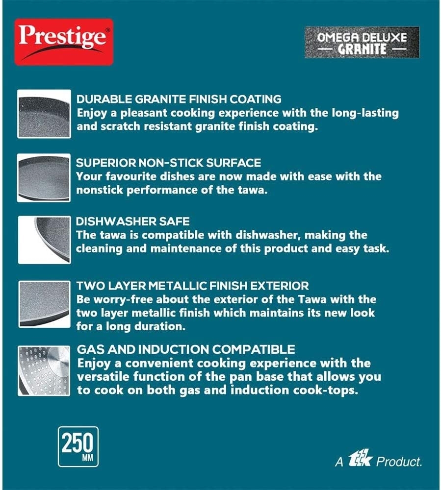 Picture of Prestige PRGK250 Prestige 250mm Omega Deluxe Granite Omni Non-Stick Dosa Tava/Griddle, 10'