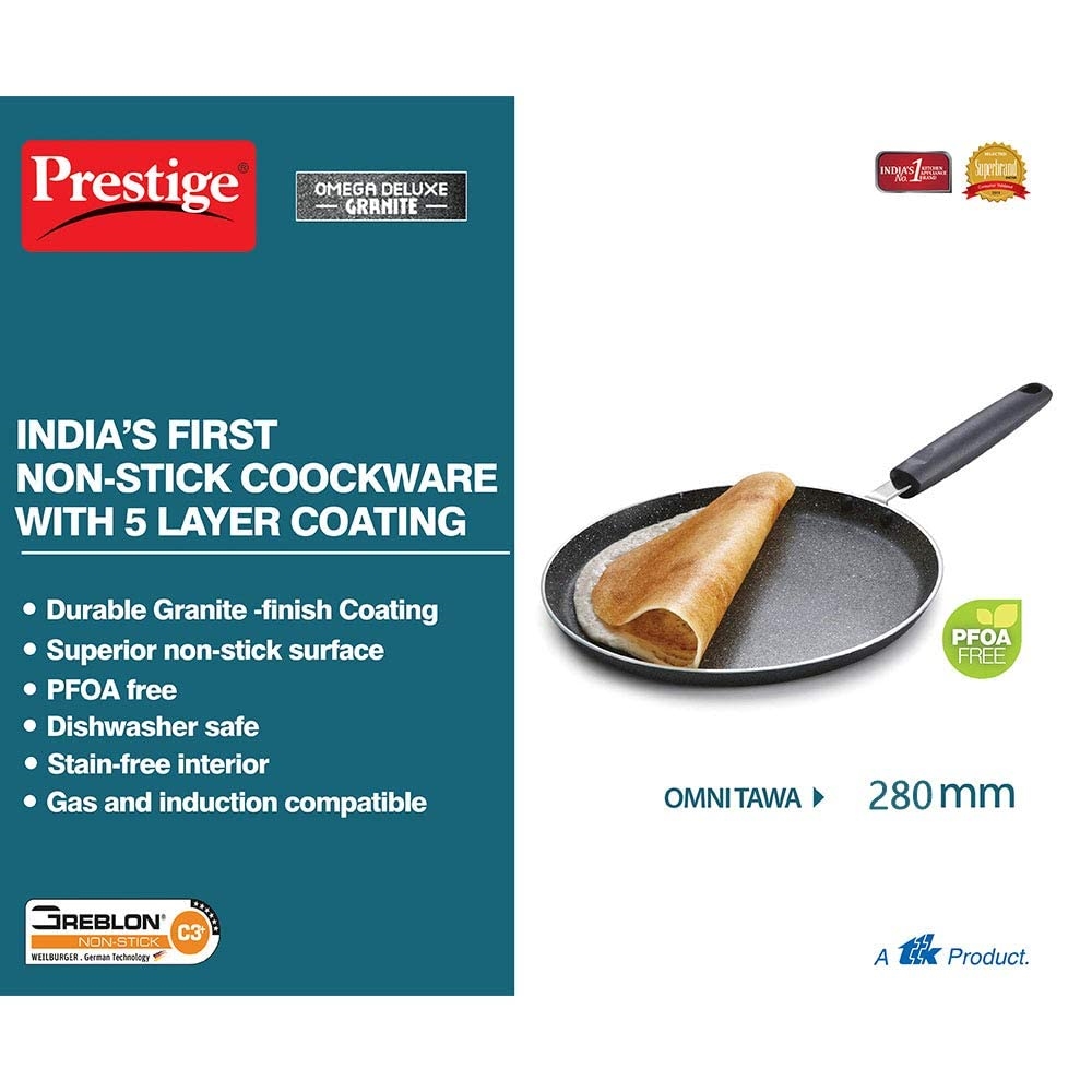 Picture of Prestige PRGK280 Prestige 280mm Omega Deluxe Granite Omni Non-Stick Dosa Tava/Griddle, 11'