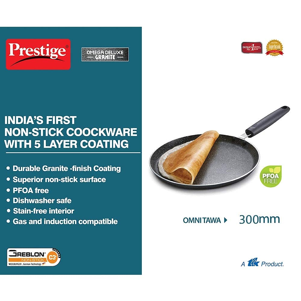 Picture of Prestige PRGK300 Prestige Omega Deluxe Granite Dosa Tawa, 300mm, Black