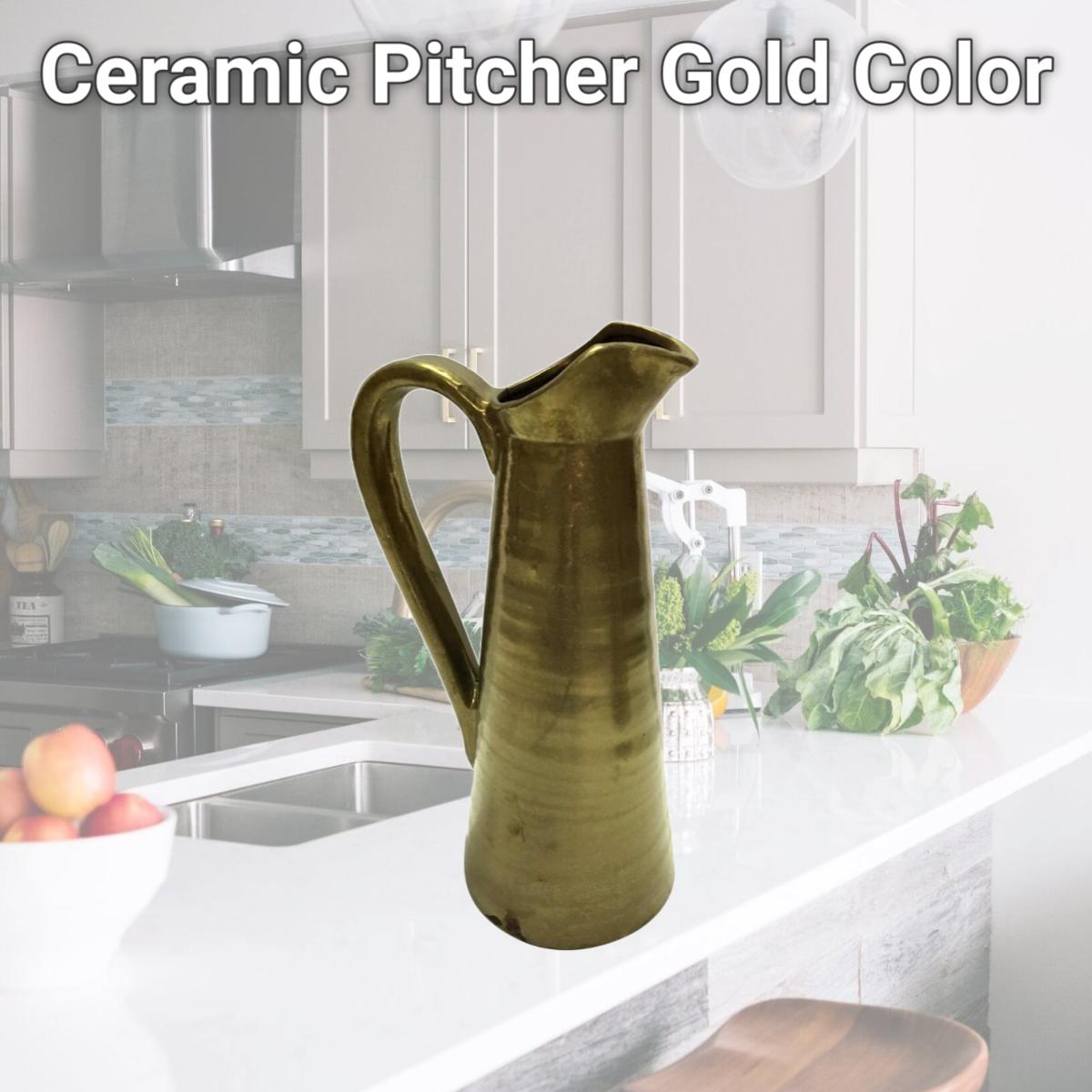 Picture of Jeco HD-HADJ075 Ceramic Pitcher, Gold Color