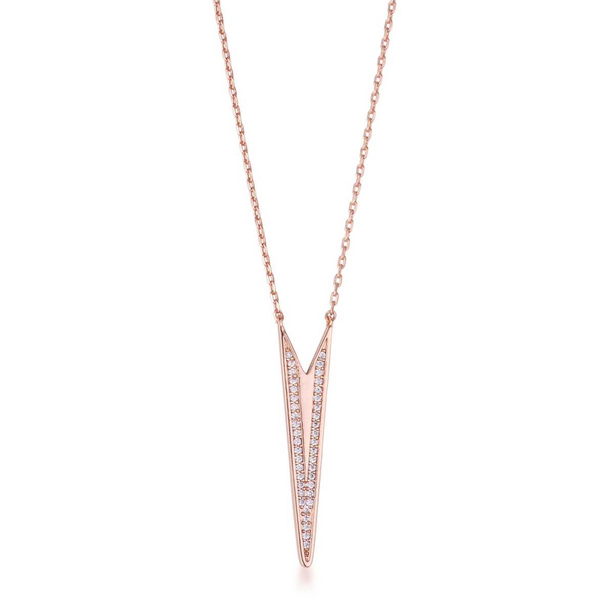 J Goodin N01340a-c01 0.2ct Plated Cz Embedded Elongated Arrow Necklace, Rose Gold