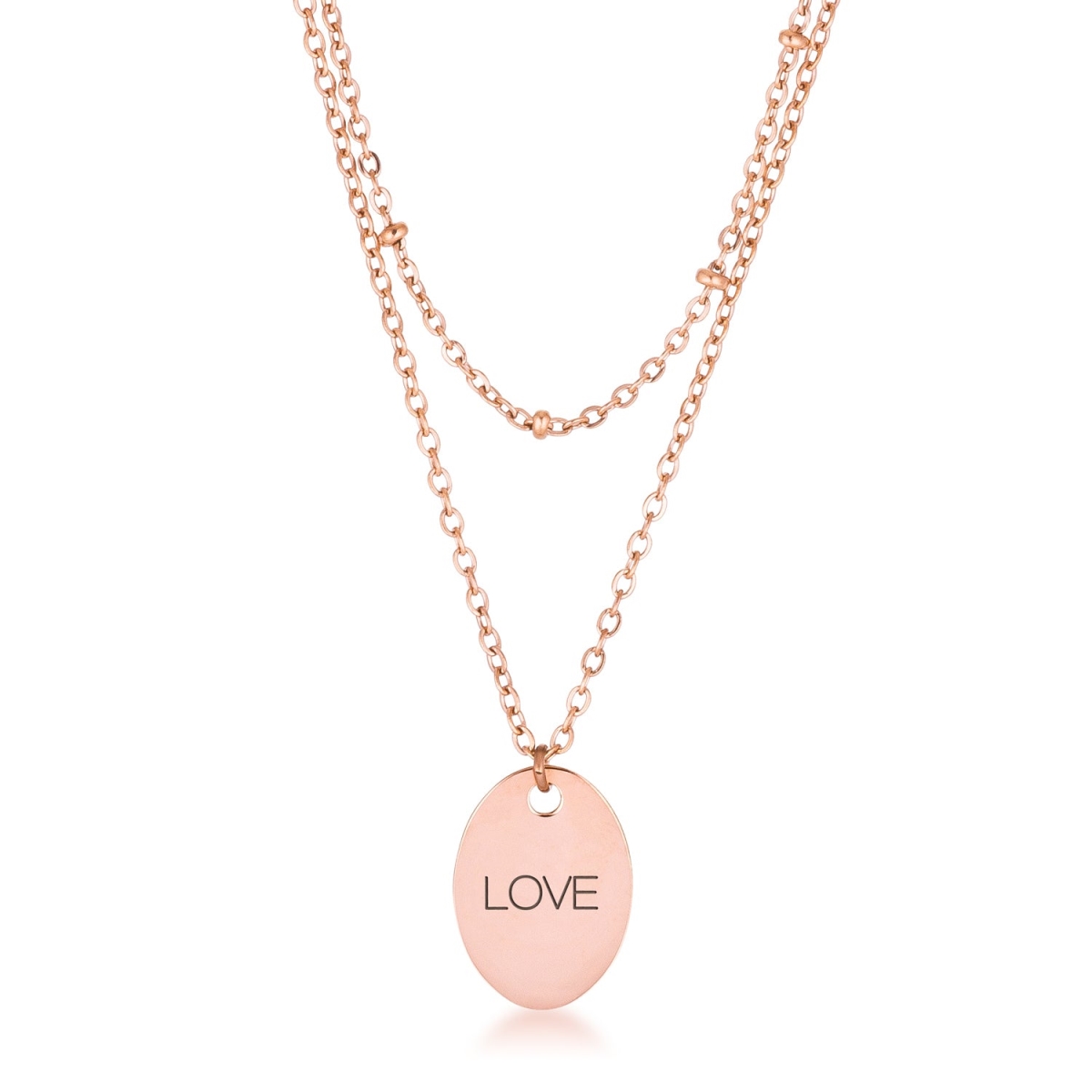 Rose Gold Plated Double Chain Love Necklace