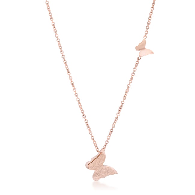 Jgoodin N01321av-v00 Womens Beatrice Rose Gold Stainless Steel Delicate Butterfly Necklace