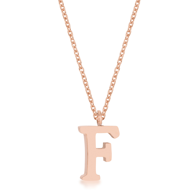 Jgoodin P11456a-v00-f Womens Elaina Rose Gold Stainless Steel F Initial Necklace