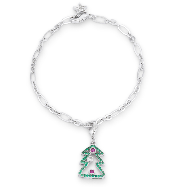 Jgoodin B01489r-v01 Womens Christmas Tree 0.35 Ct Cubic Zirconia Rhodium Holiday Charm Bracelet