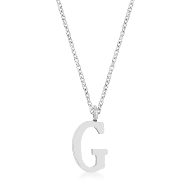 Jgoodin P11456r-v00-g Womens Elaina White Gold Rhodium Stainless Steel G Initial Necklace