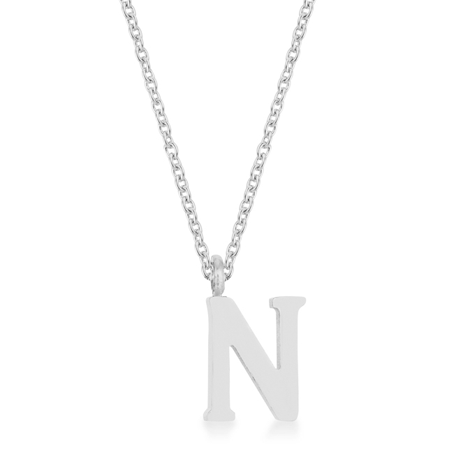 Jgoodin P11456r-v00-n Womens Elaina White Gold Rhodium Stainless Steel N Initial Necklace
