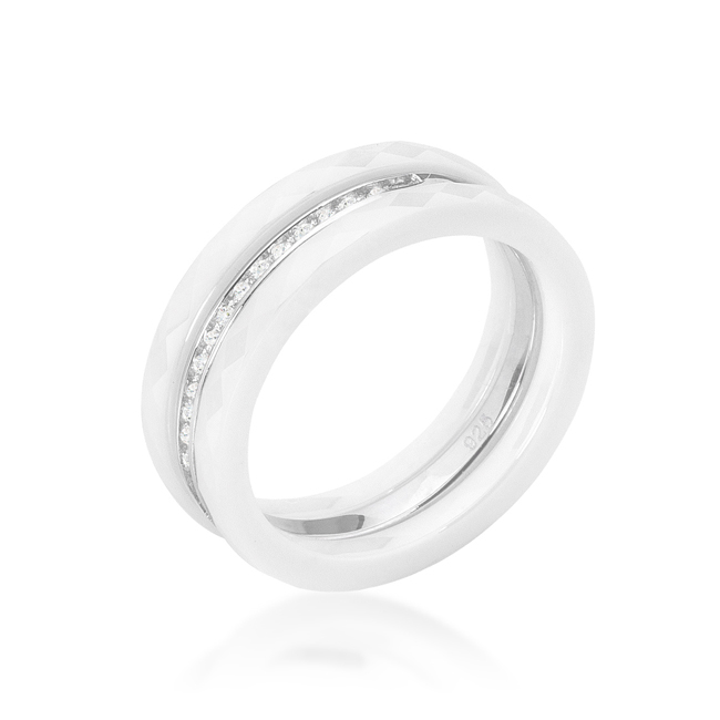 Jgoodin R08424rs-v01-06 Womens Ceramic Triplet Ring With Cubic Zirconia, White - Size 6