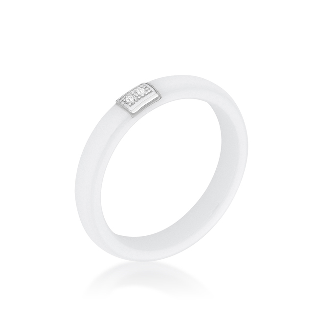 Jgoodin R08420rs-v01-05 Womens Ceramic Band Ring With Cubic Zirconia, White - Size 5