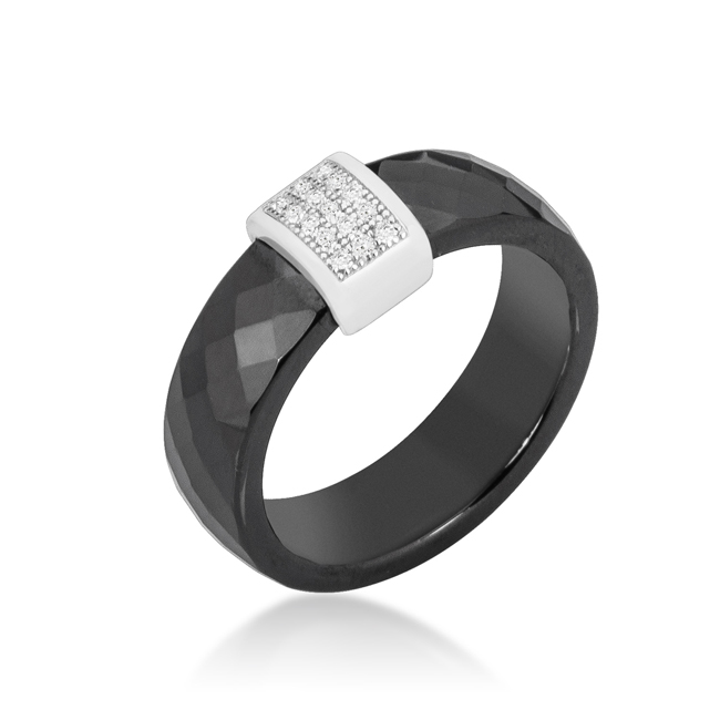 Jgoodin R08428rs-v02-10 Womens 0.15 Ct Ceramic Cocktail Ring, Black - Size 10