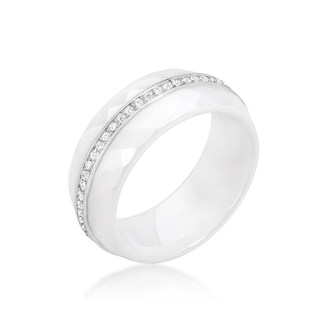 Jgoodin R08422rs-v01-10 Womens Ceramic Band Ring-silvertone Finish, White - Size 10