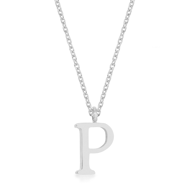 Jgoodin P11456r-v00-p Womens Elaina White Gold Rhodium Stainless Steel P Initial Necklace