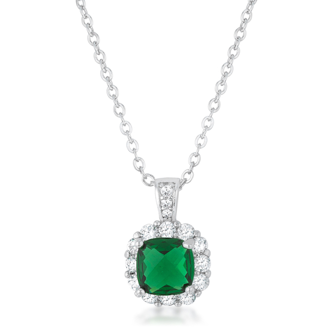 Jgoodin P50178r-c40 Womens Liz 2.6 Ct Emerald Cubic Zirconia White Gold Rhodium Classic Necklace