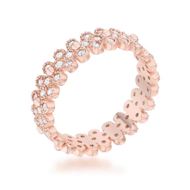 UPC 739608206865 product image for Womens Clara 1 CT Cubic Zirconia Rose Gold Textured Bezel Set Eternity Ring - Si | upcitemdb.com
