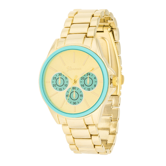 Jgoodin Tw-13668-blue Womens Chrono Gold Metal Watch, Blue