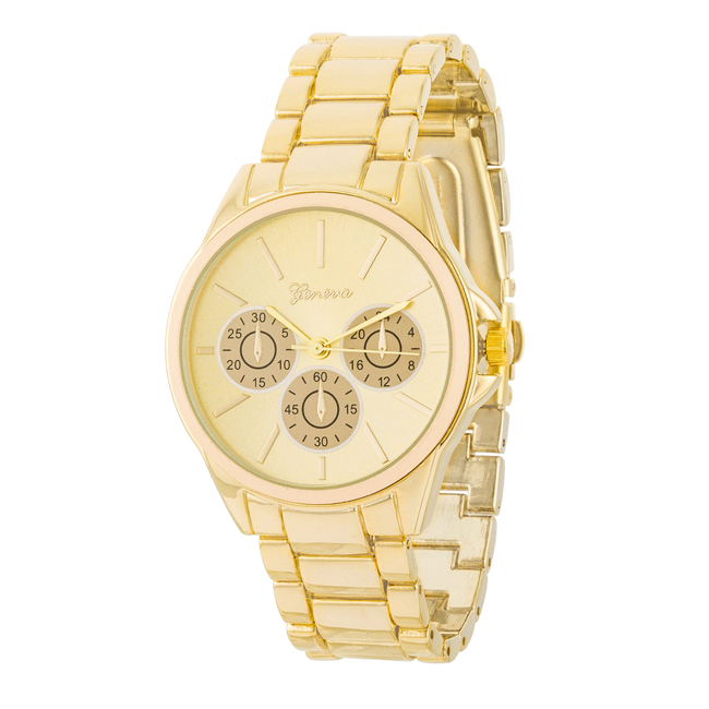 Jgoodin Tw-13668-cream Womens Chrono Gold Metal Watch, Cream